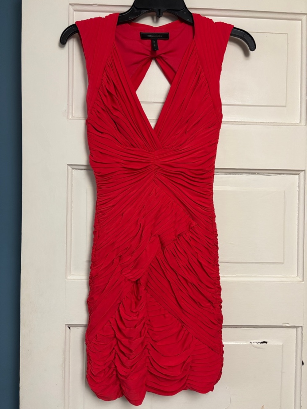 BCBGMaxAzria Red Ruched Mini Dress
